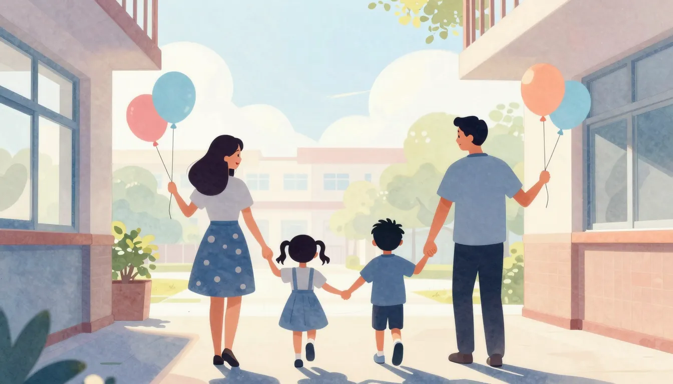 Watercolor style. Silhouettes of happy parents and children ...