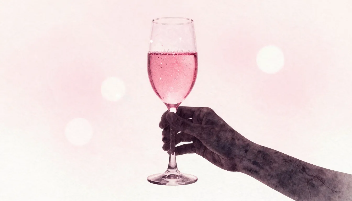 Watercolor style. A silhouette of a hand holding an elegant ...