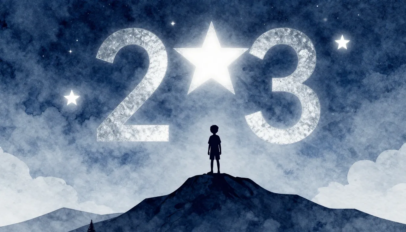 Watercolor style. Silhouette of a young boy standing on a mo...