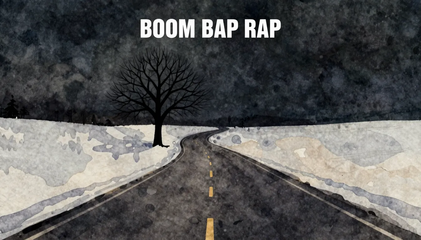 Vibrant watercolor style. Boom Bap Rap album cover, minimali...