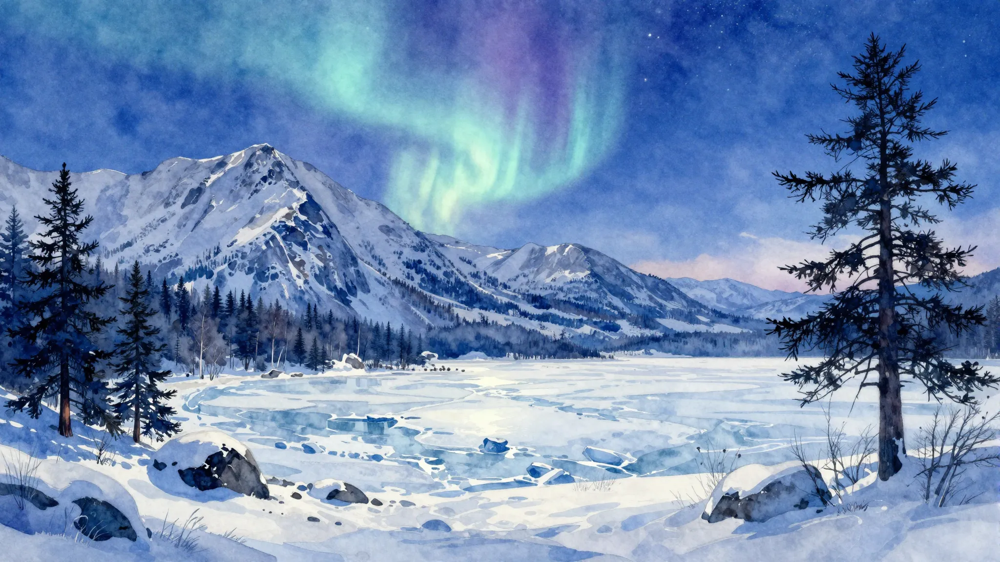 Vibrant watercolor style. Epic classical album cover: majest...