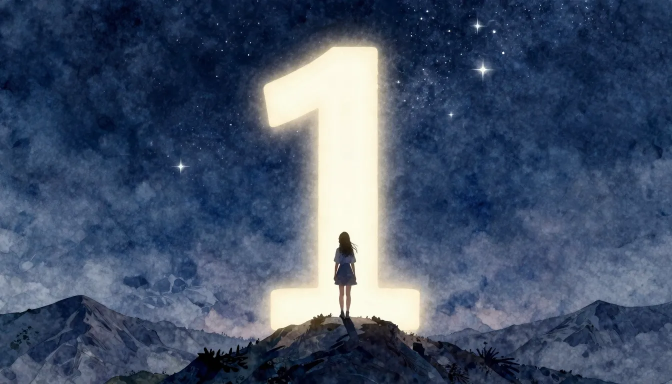 Watercolor style. Silhouette of a girl standing on a mountai...