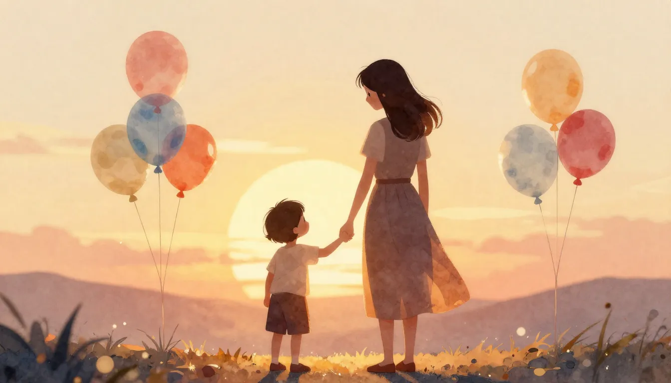 Watercolor style. A warm, cozy scene with a silhouette of a ...