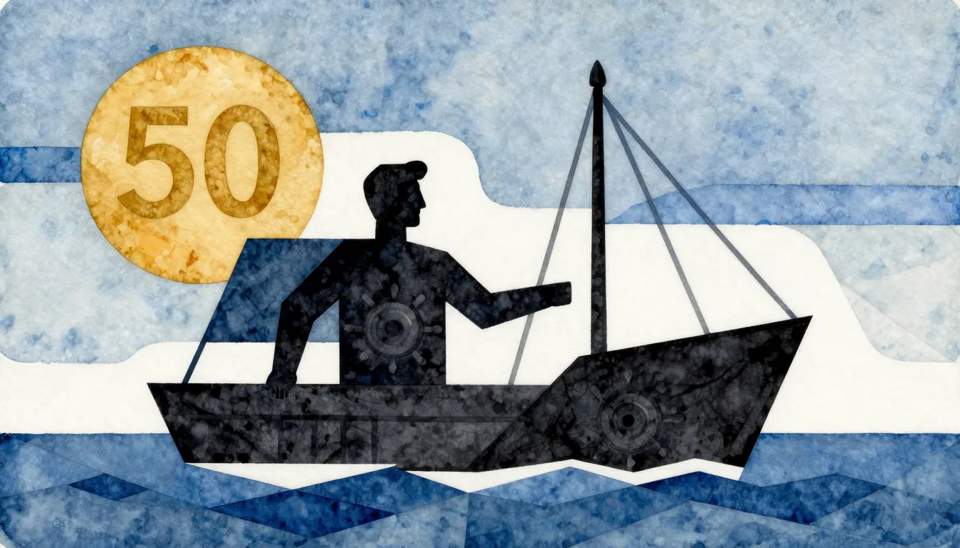 Watercolor style. A powerful silhouette of a man at the helm...