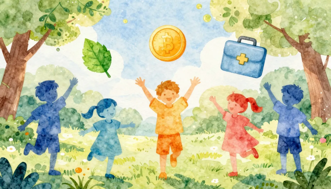 Watercolor style. Silhouettes of happy children in a sunny p...