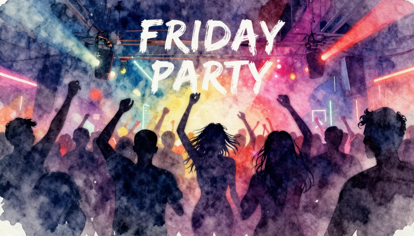 Vibrant watercolor style. Electronic music album cover. Frid...