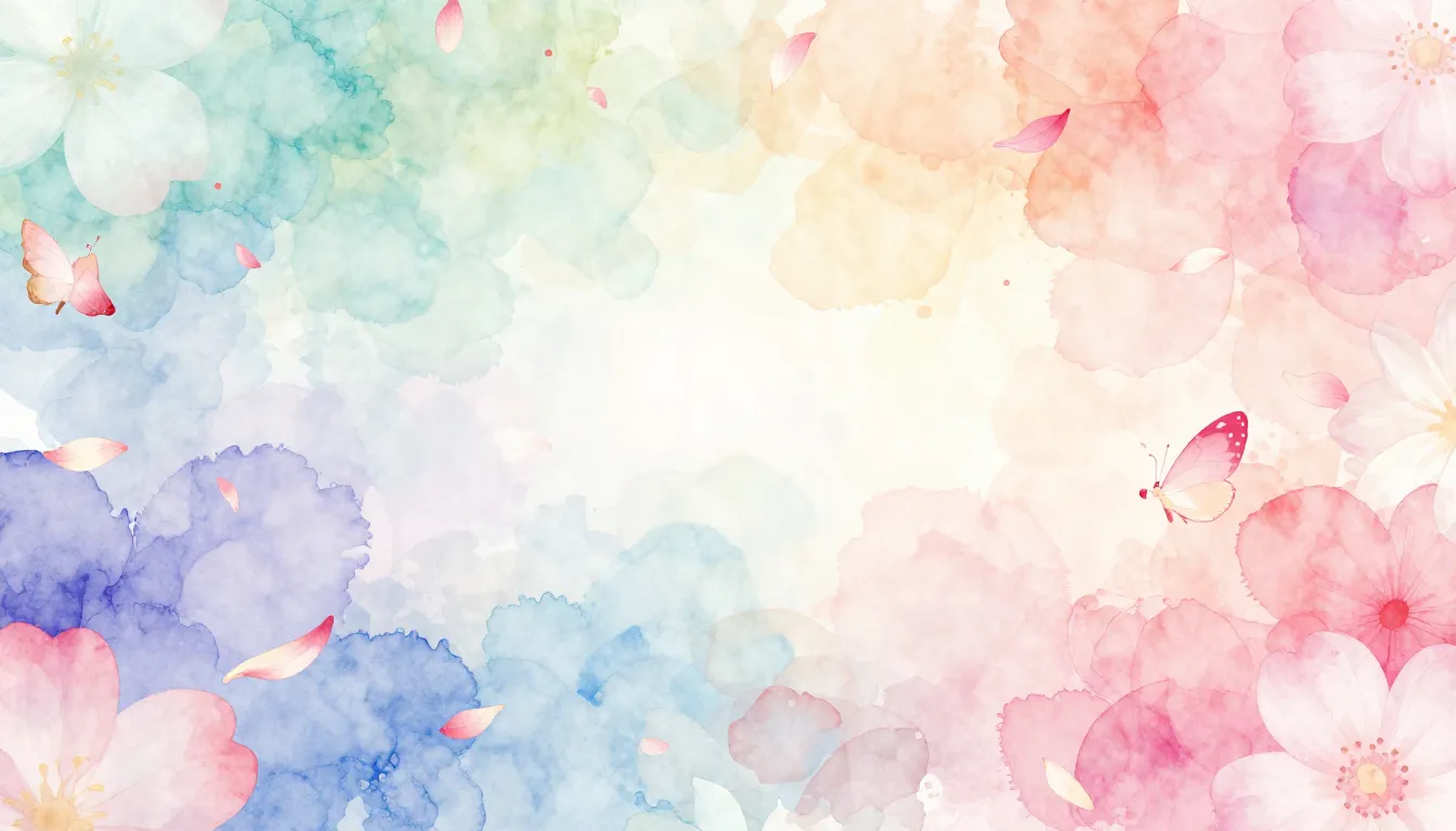 Watercolor style. Abstract spring background with floating f...