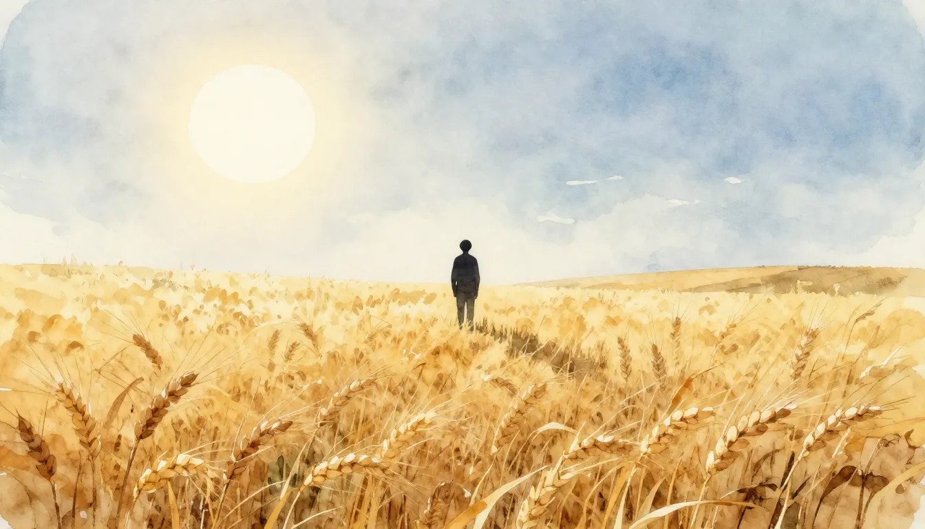 Watercolor style. Silhouette of a person standing in a vast ...