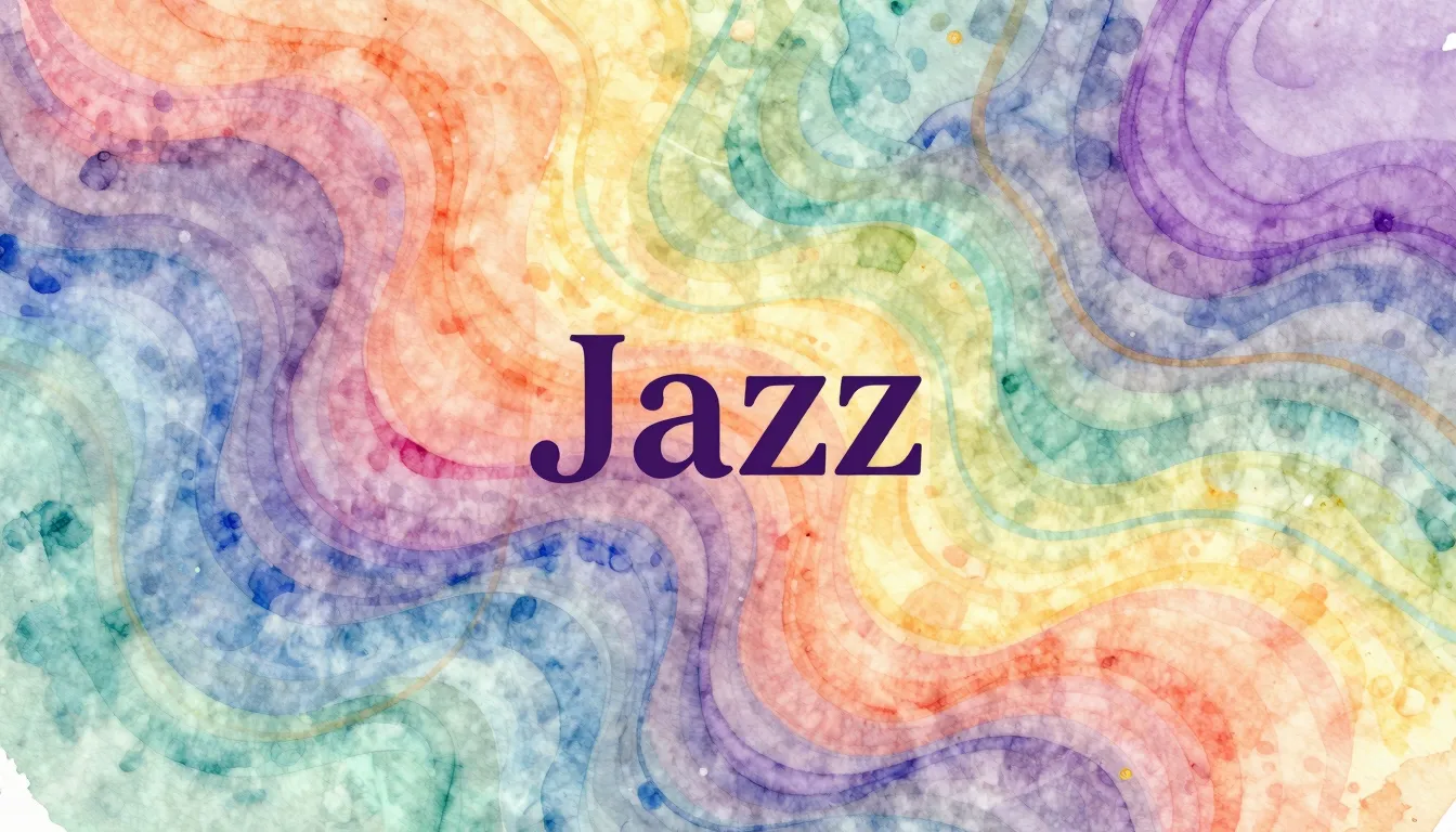 Vibrant watercolor style. Jazz album cover. Abstract, ethere...