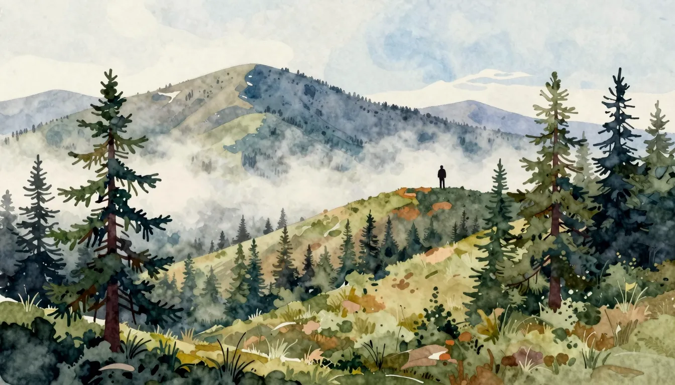Watercolor style. A beautiful landscape of Transbaikalia wit...