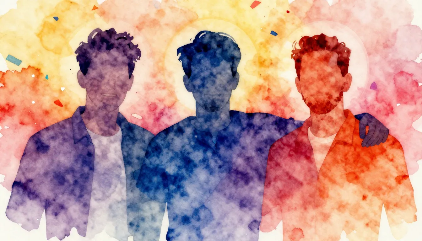 Vibrant watercolor style. Pop. A festive, celebratory album ...