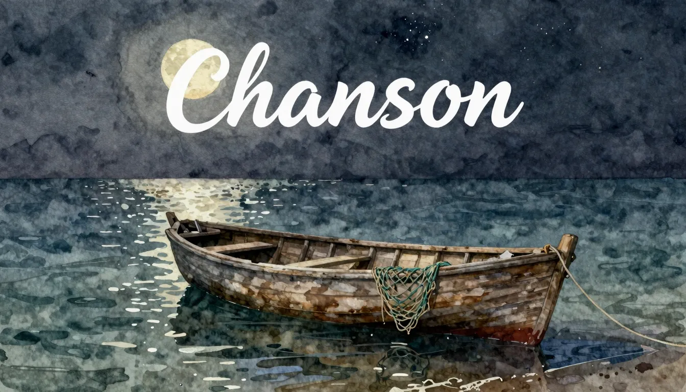 Vibrant watercolor style. "Chanson album cover: A lone, weat...