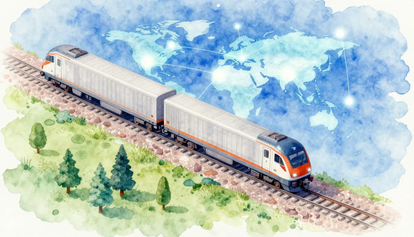 Watercolor style. A stylized 3D isometric view of a modern c...