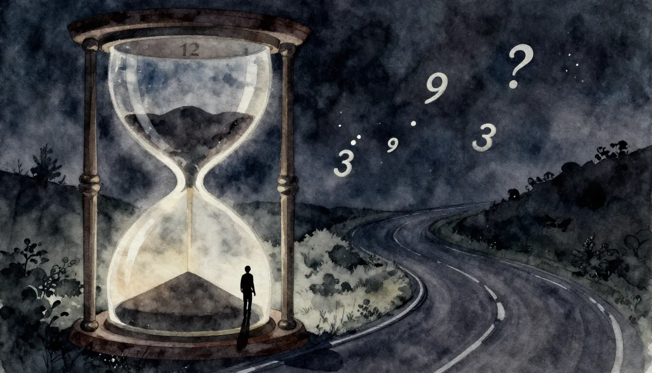 Watercolor style. Silhouette of a traveler on a winding road...