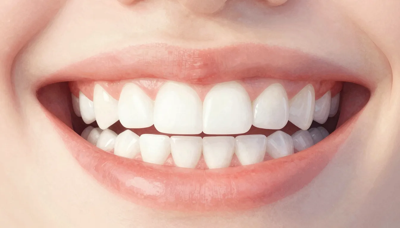 Watercolor style. Close-up of a perfect aesthetic smile with...
