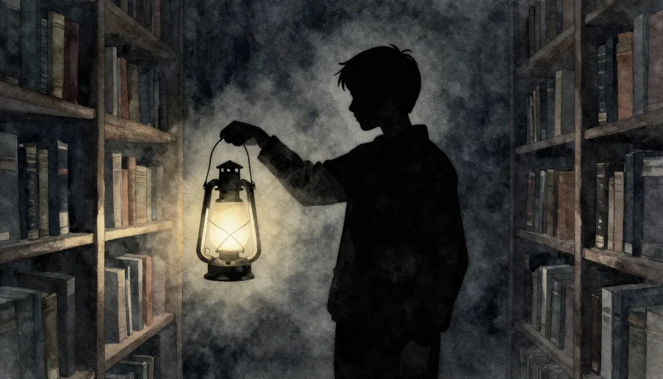 Watercolor style. A silhouette of a person holding a glowing...