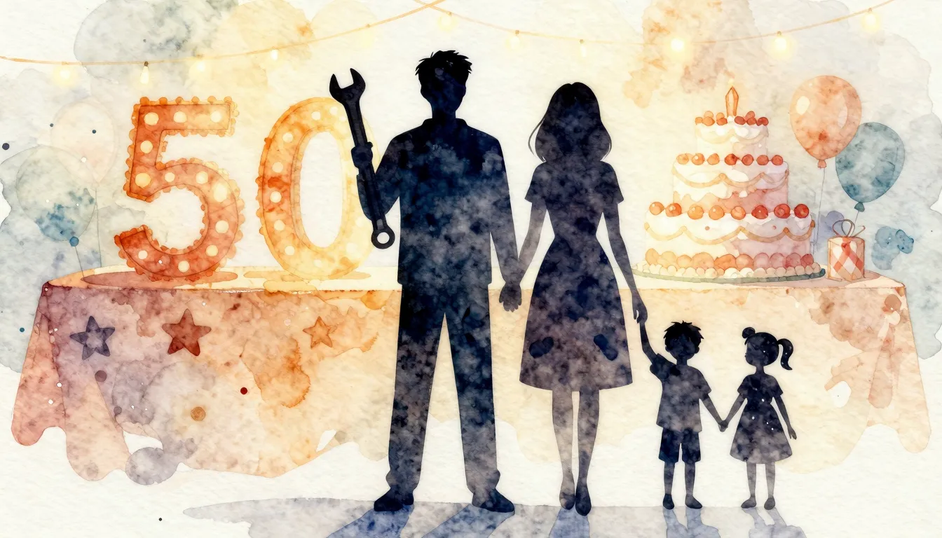 Watercolor style. A silhouette of a man holding a wrench, st...