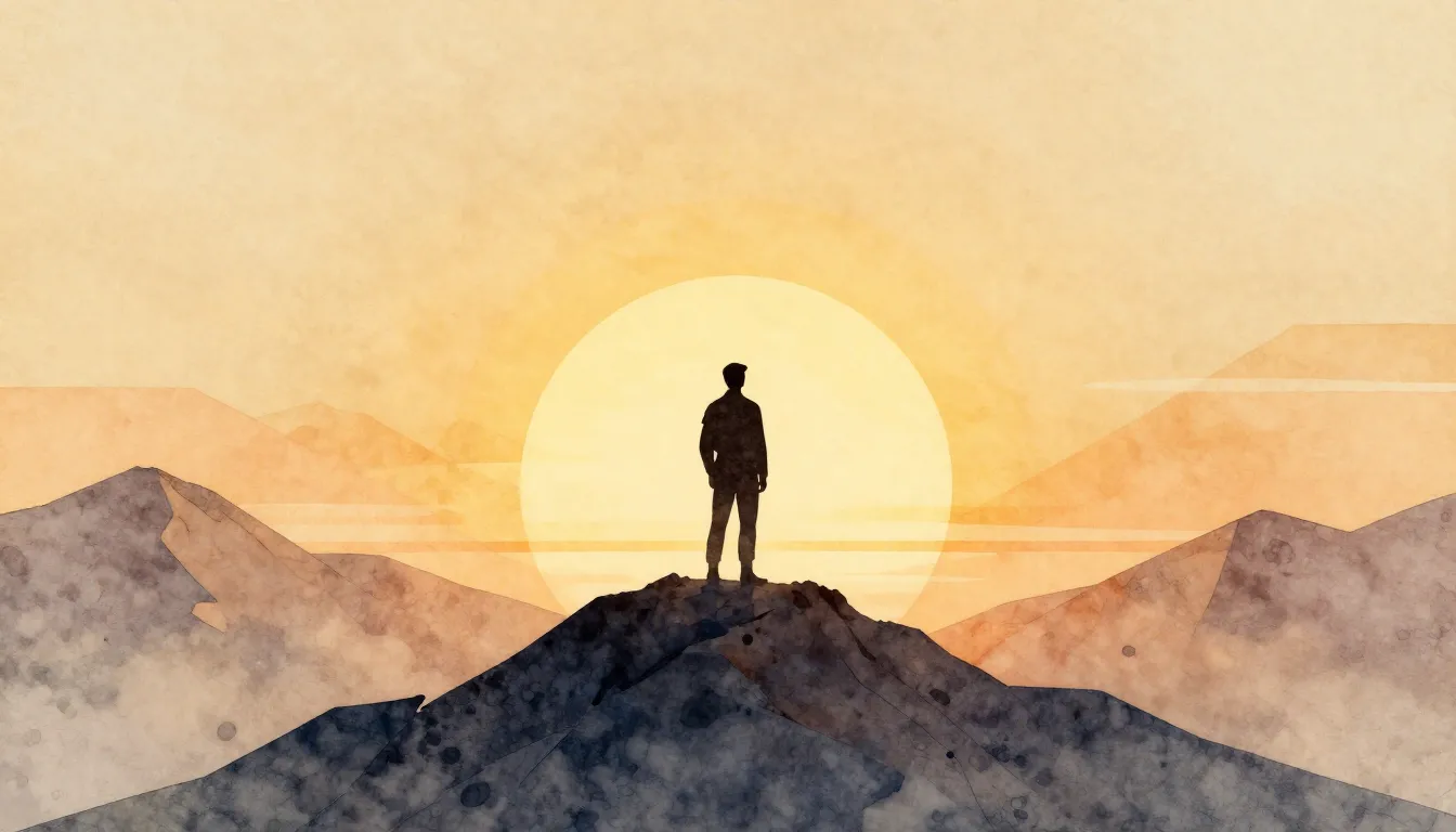 Watercolor style. A minimalist silhouette of a man standing ...