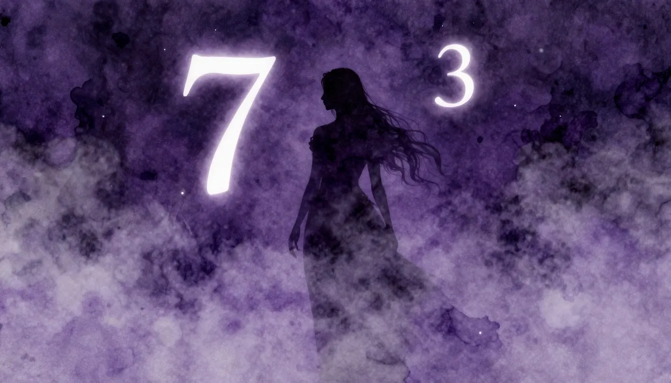 Watercolor style. Dark silhouette of a mystical woman standi...
