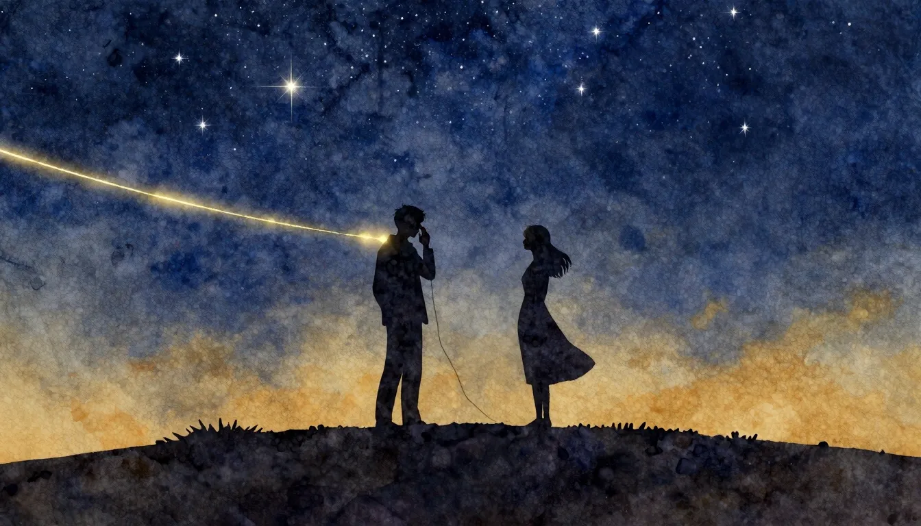Watercolor style. Silhouettes of a man and a woman standing ...