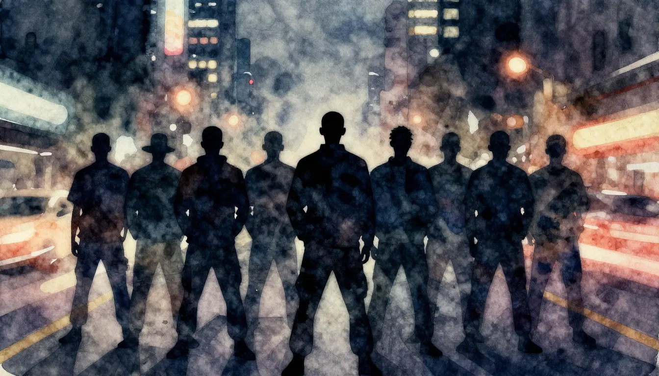 Vibrant watercolor style. Hip-hop album cover, dark and grit...