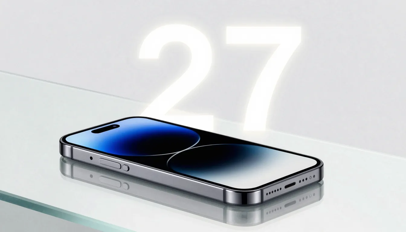 Watercolor style. A sleek smartphone on a reflective glass s...