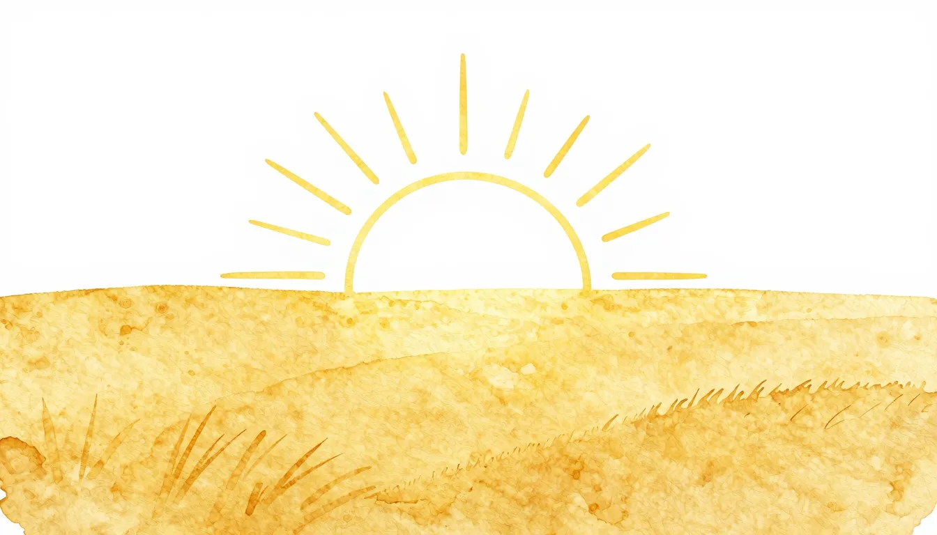 Watercolor style. Minimalist silhouette of a vast golden fie...