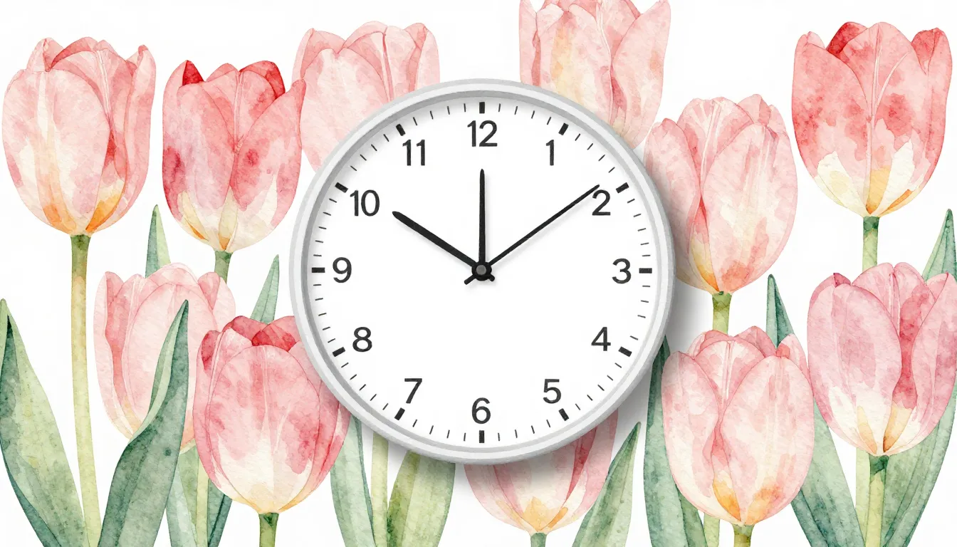 Watercolor style. Elegant spring background with tulips and ...