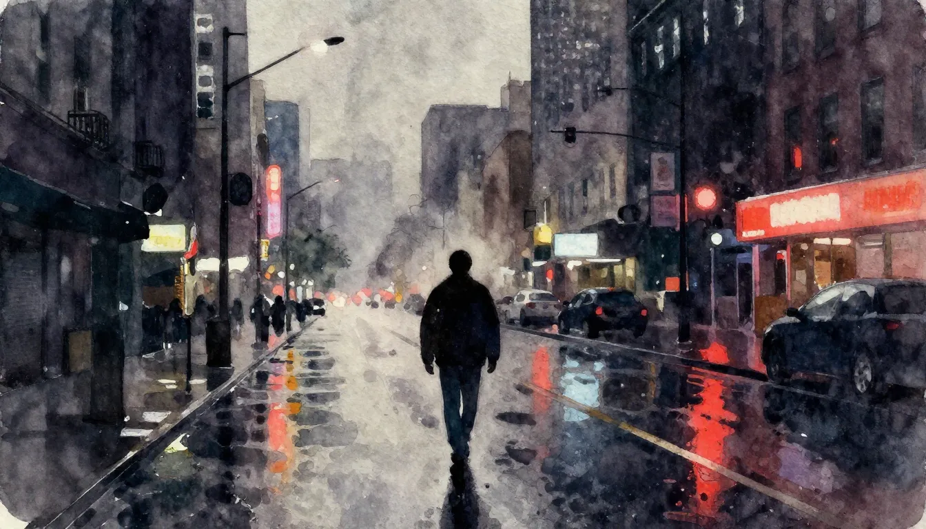 Vibrant watercolor style. Gritty hip-hop album cover. Dark, ...