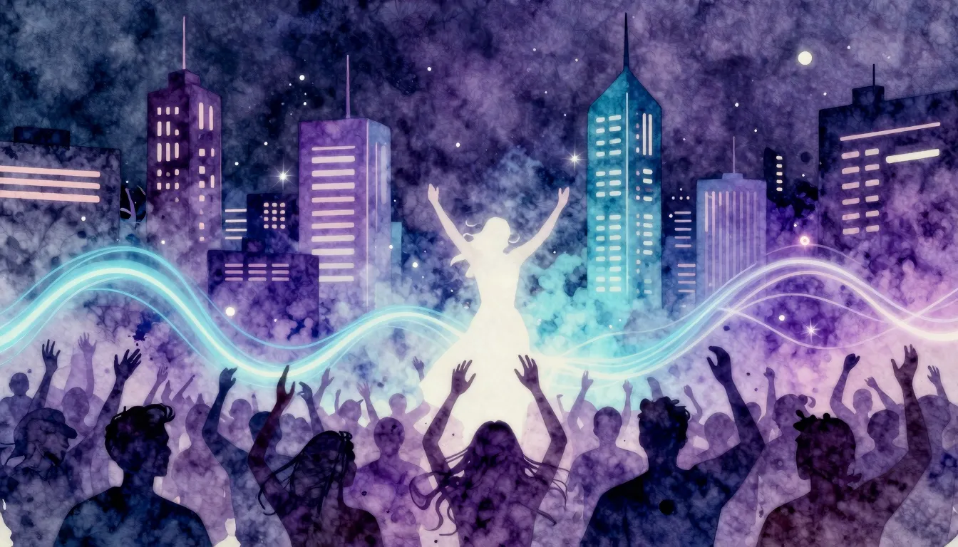 Watercolor style. Vibrant neon cityscape at night, abstract ...