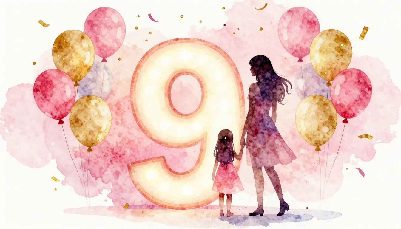 Watercolor style. Silhouettes of a mother and a young daught...