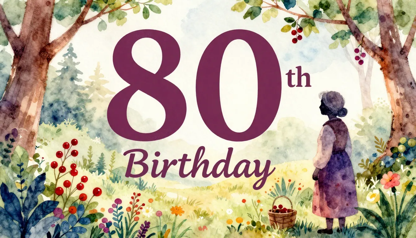 Vibrant watercolor style. Folk song album cover: 80th birthd...