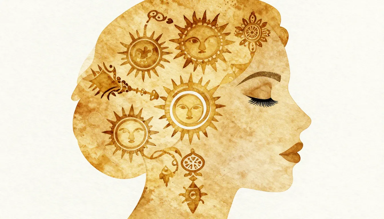 Watercolor style. Elegant silhouette of a woman's face profi...