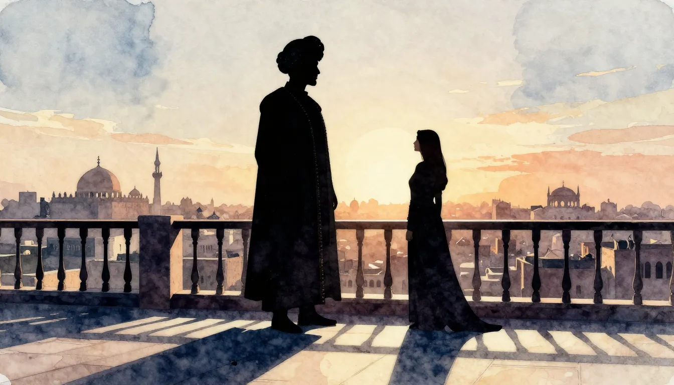 Watercolor style. A silhouette of a majestic ruler in a larg...
