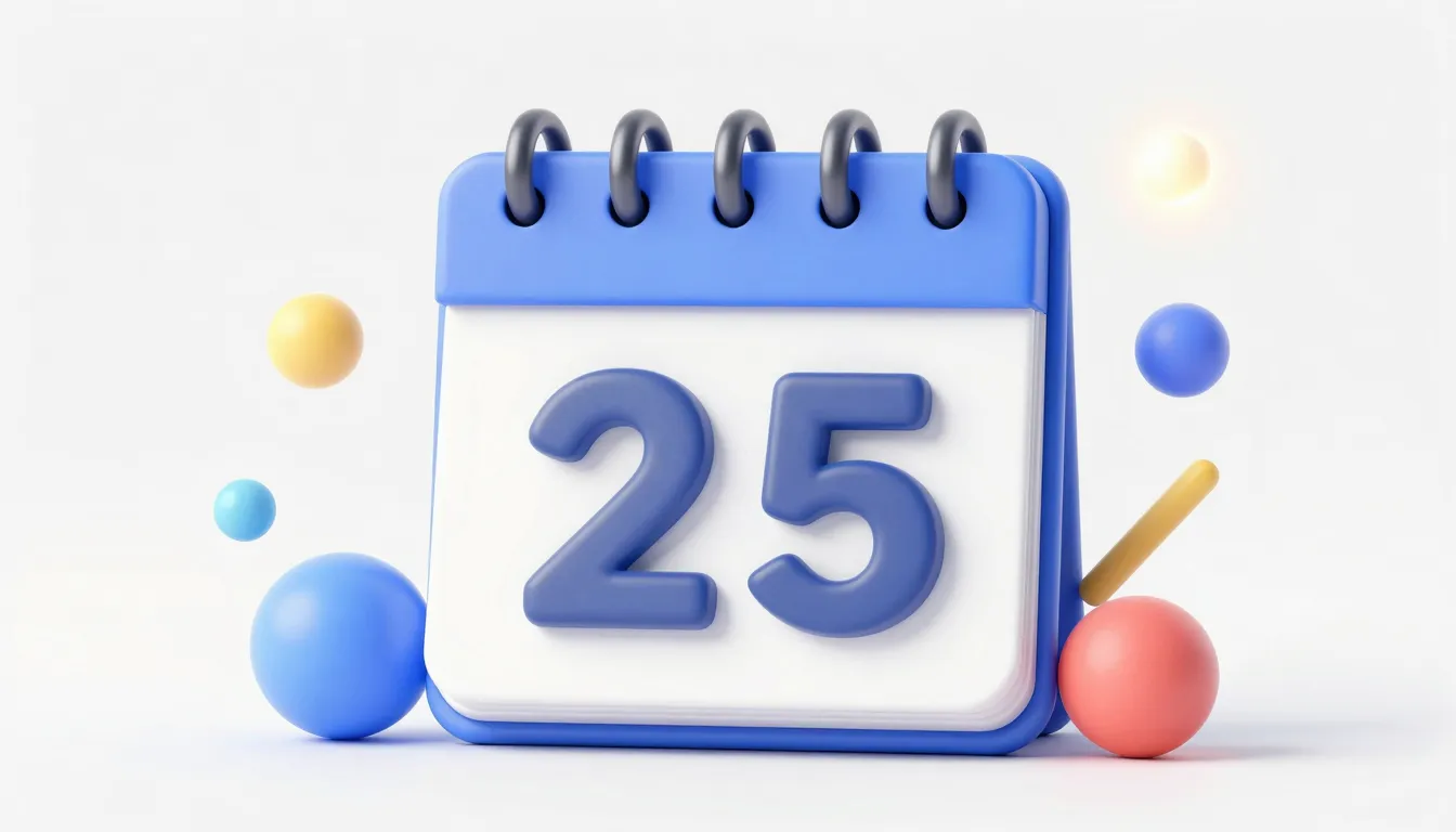 Watercolor style. A minimalist digital 3D calendar showing t...