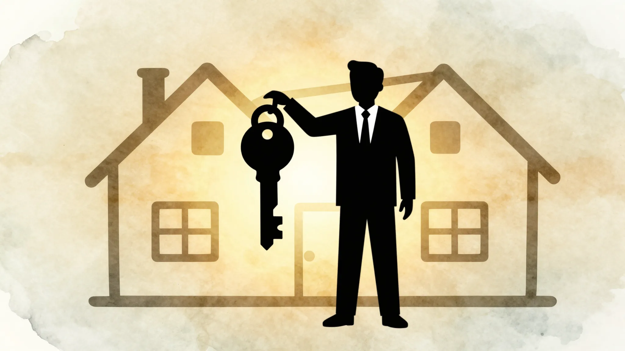 Watercolor style. Minimalist silhouette of a real estate pro...