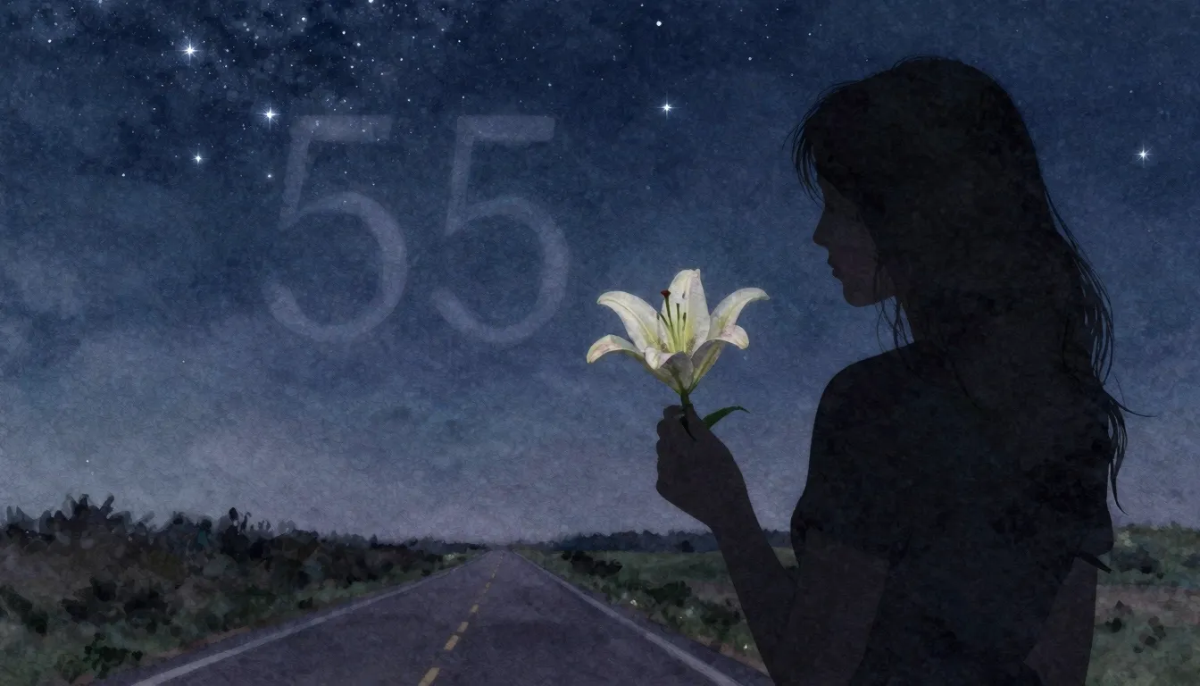 Watercolor style. A silhouette of a woman looking at a bloom...