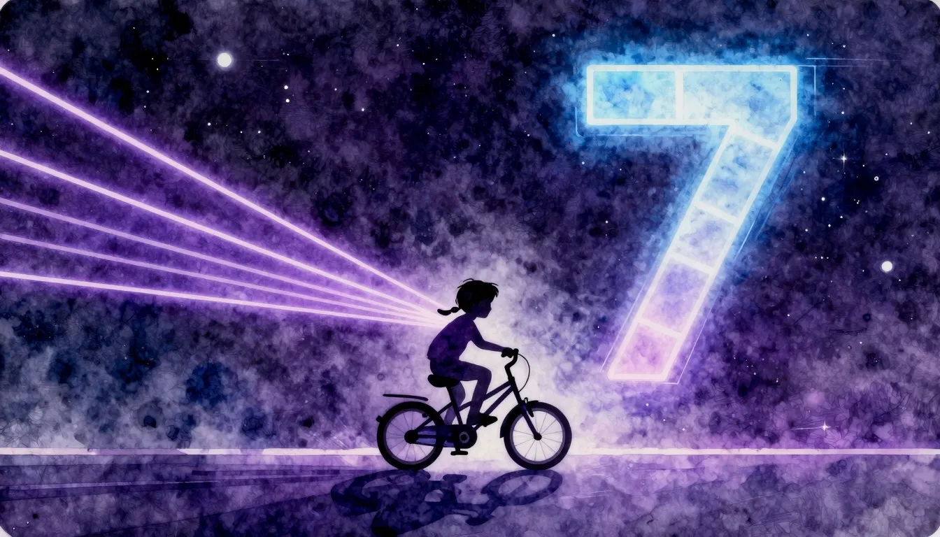 Watercolor style. Silhouette of a small child riding a bicyc...