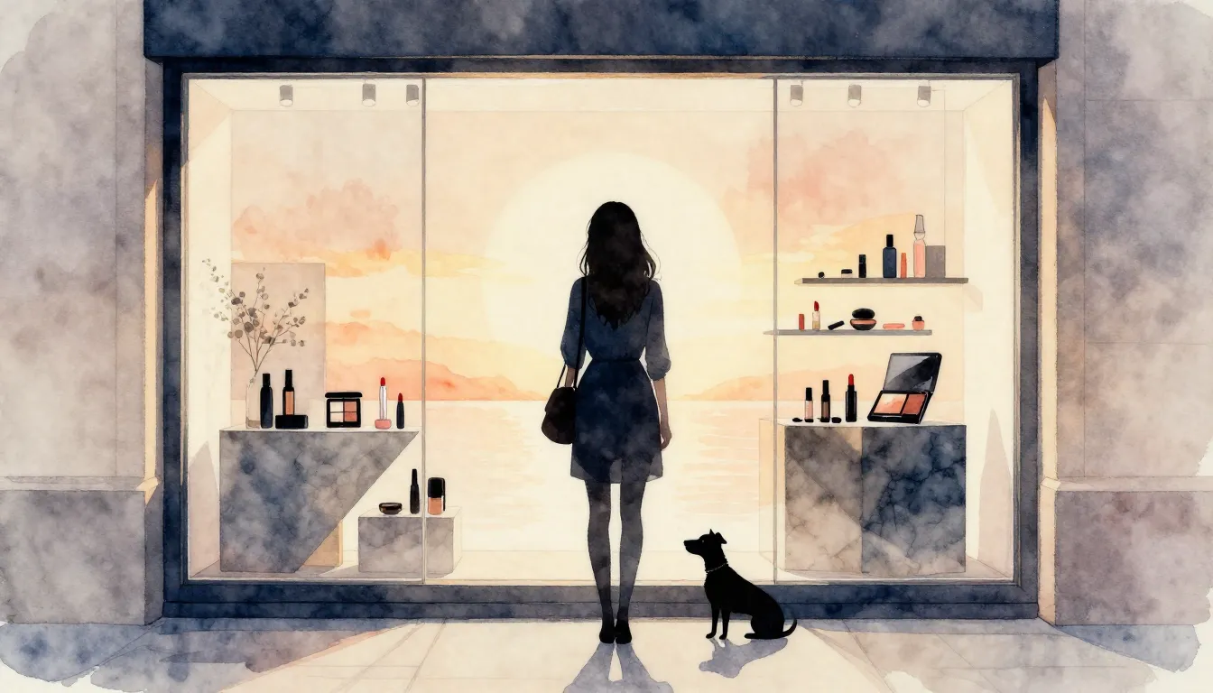 Watercolor style. Silhouette of a woman standing in front of...