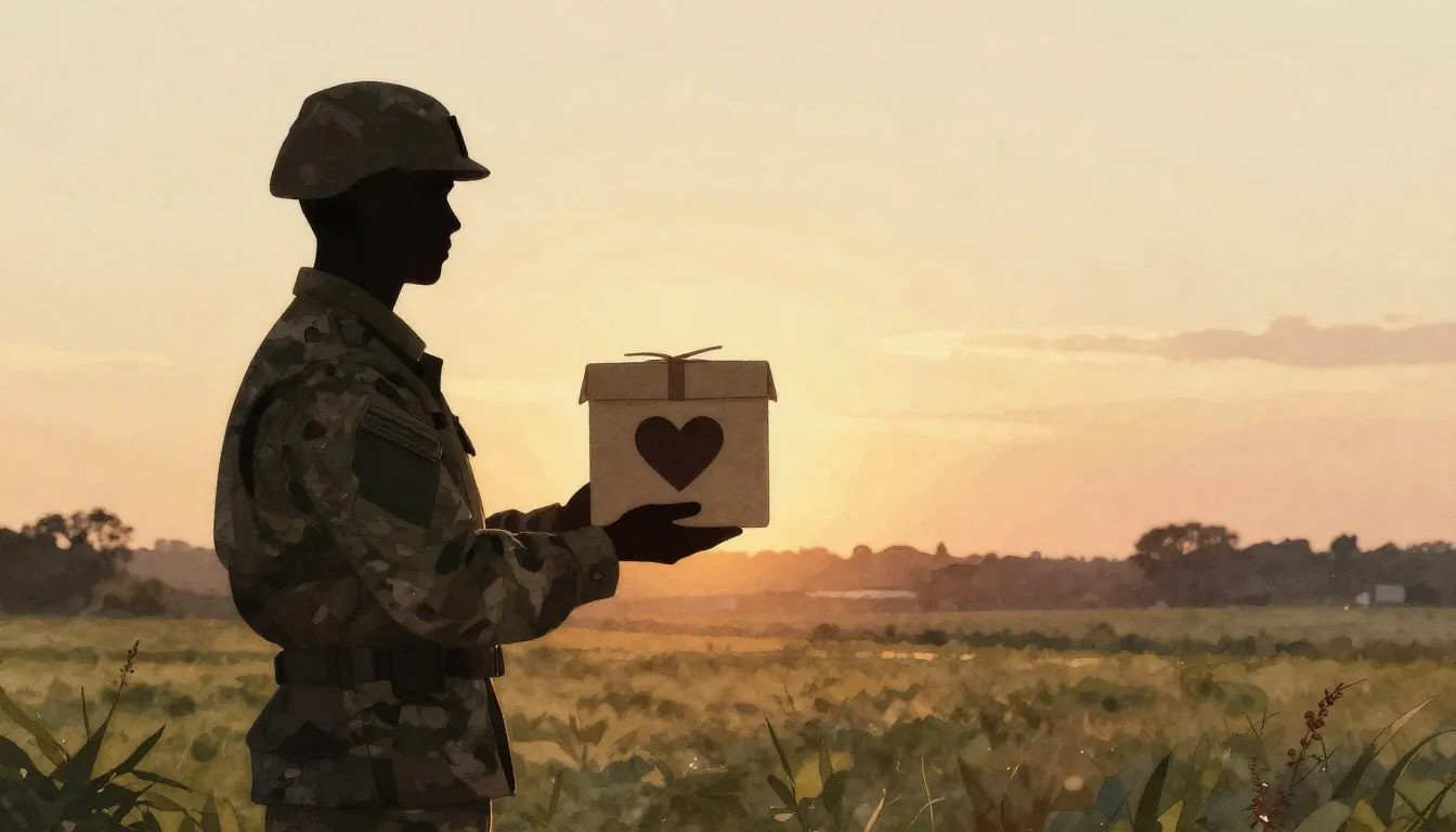 Watercolor style. A silhouette of a person holding a package...