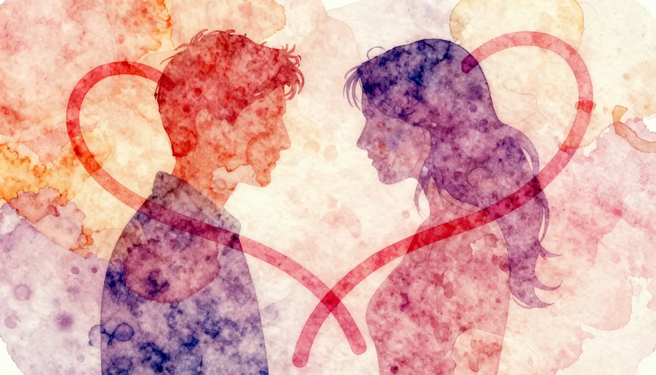 Vibrant watercolor style. Aesthetic album cover for a romant...