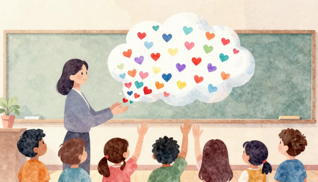 Watercolor style. Silhouette of a happy female teacher recei...