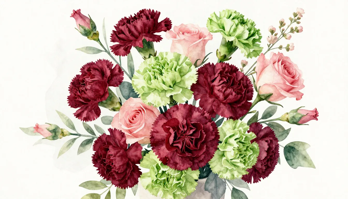 Watercolor style. A sophisticated floral bouquet in designer...