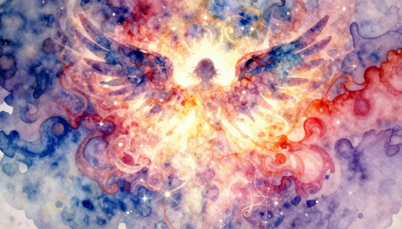 Vibrant watercolor style. Metal album cover, mystical, magic...