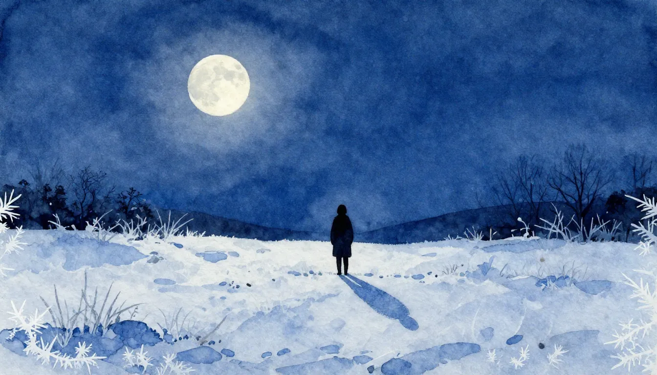 Watercolor style. A lonely silhouette of a person standing i...