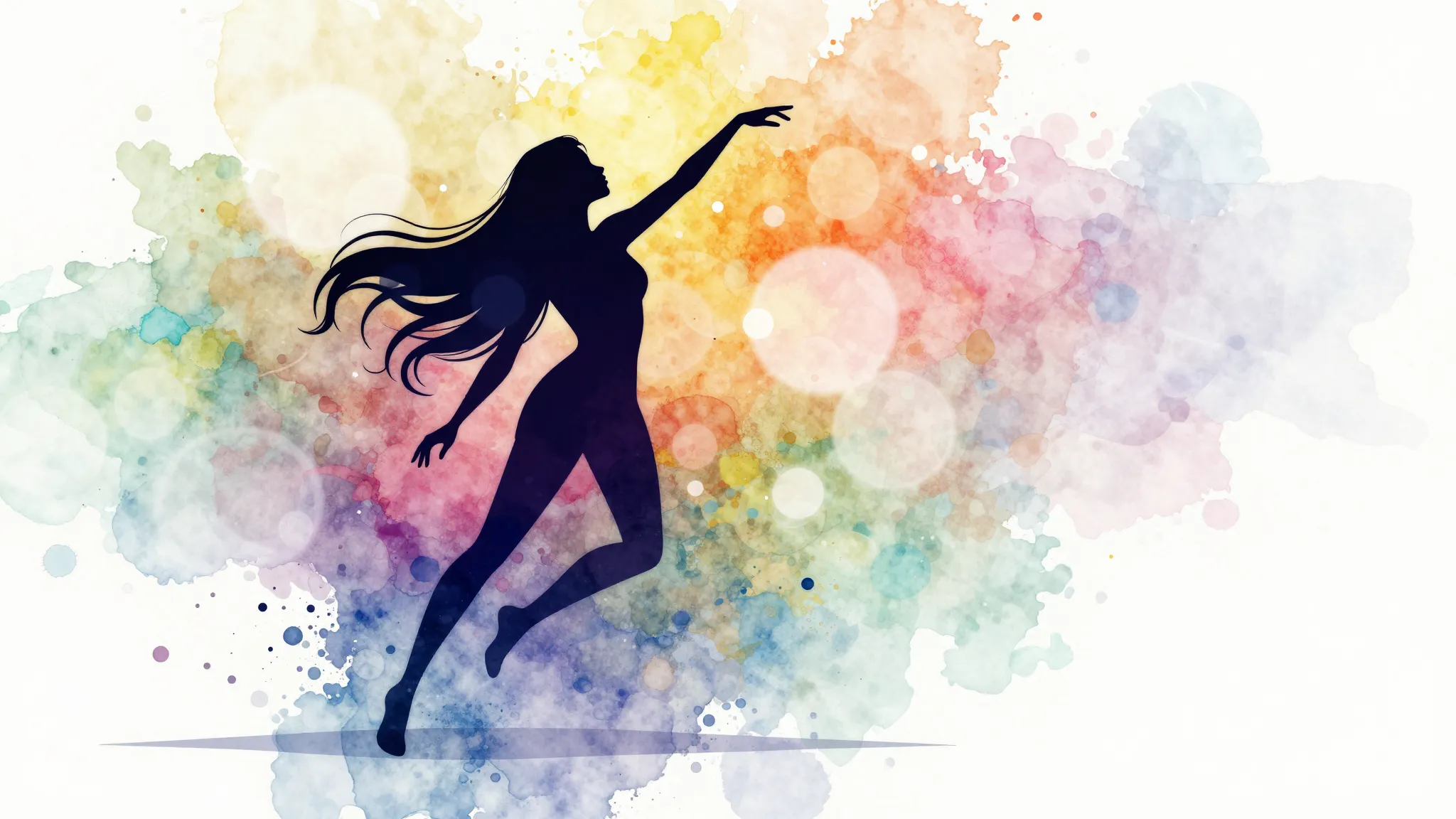 Watercolor style. Stylized silhouette of a girl in a creativ...