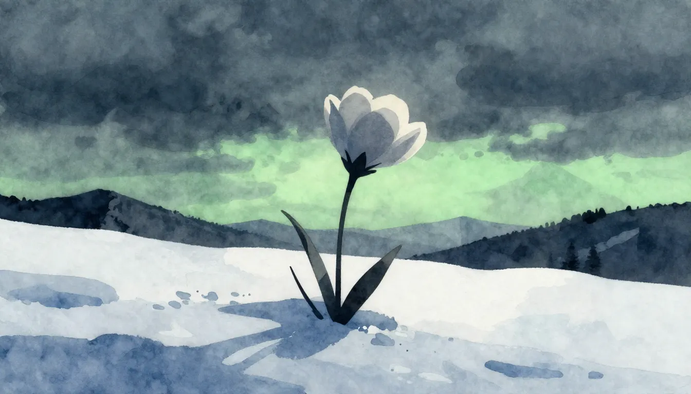 Watercolor style. A silhouette of a delicate flower breaking...