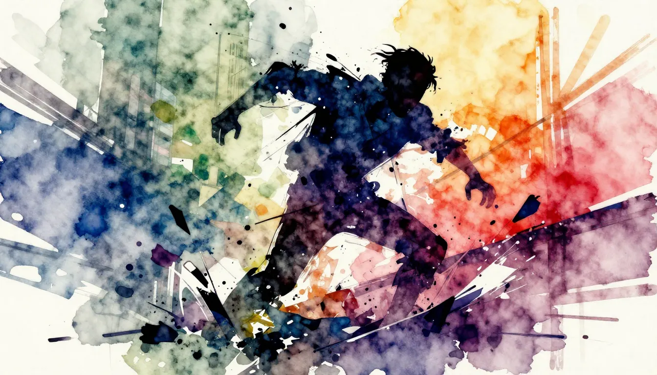 Vibrant watercolor style. Dynamic rap album cover. Abstract,...