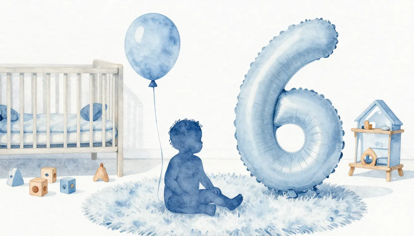 Watercolor style. A cozy nursery scene with a soft blue aest...