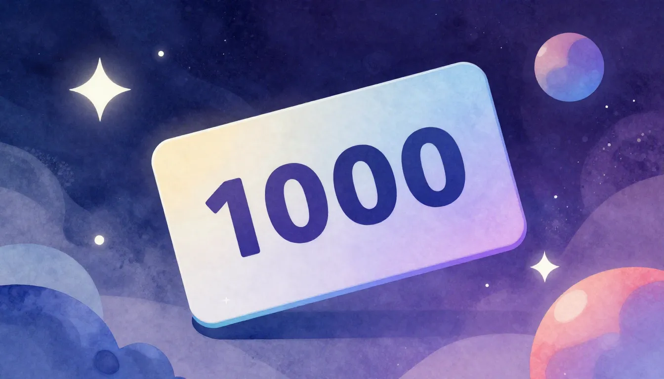 Watercolor style. A stylized 3D gift card with the number 10...